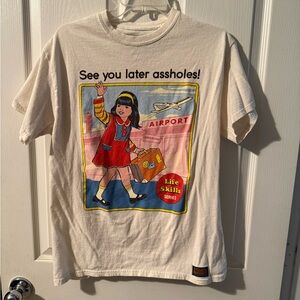 Life Skills Series Cream Graphic Tee with Airport Illustration